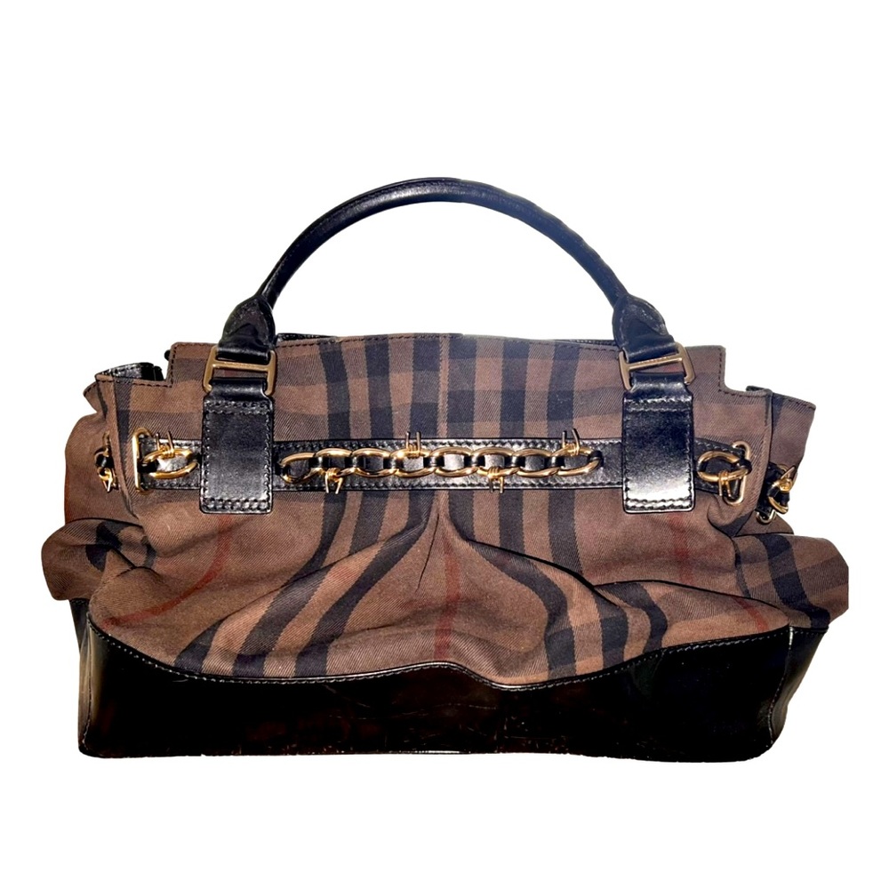 Beautiful* Burberry Check large satchel ~ Dark brown/black leather classic check
